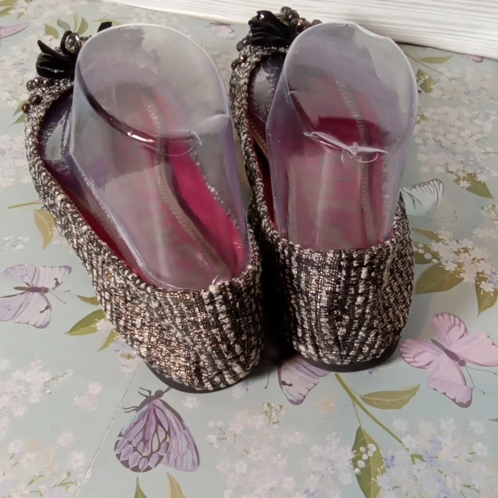 Sam Edelman Metallic Jewels Bow Balletcore Slip On Womens Shoes Size 7.5